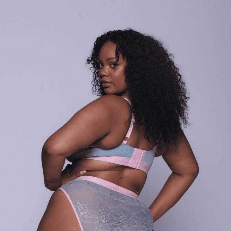 Lemonade Dolls Signature Lace Fuller Cup Bralette - Denim Blue and Pink image number 1